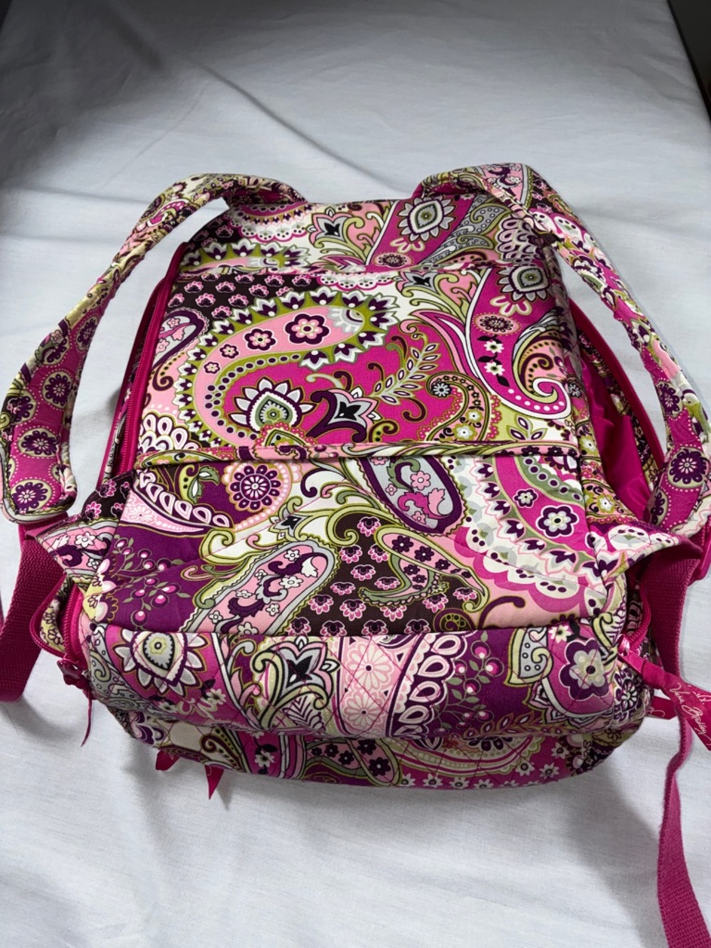 Rare Vera Bradley Very Berry Paisley Backpack School Travel Large Laptop Bag EUC - Picture 7 of 10